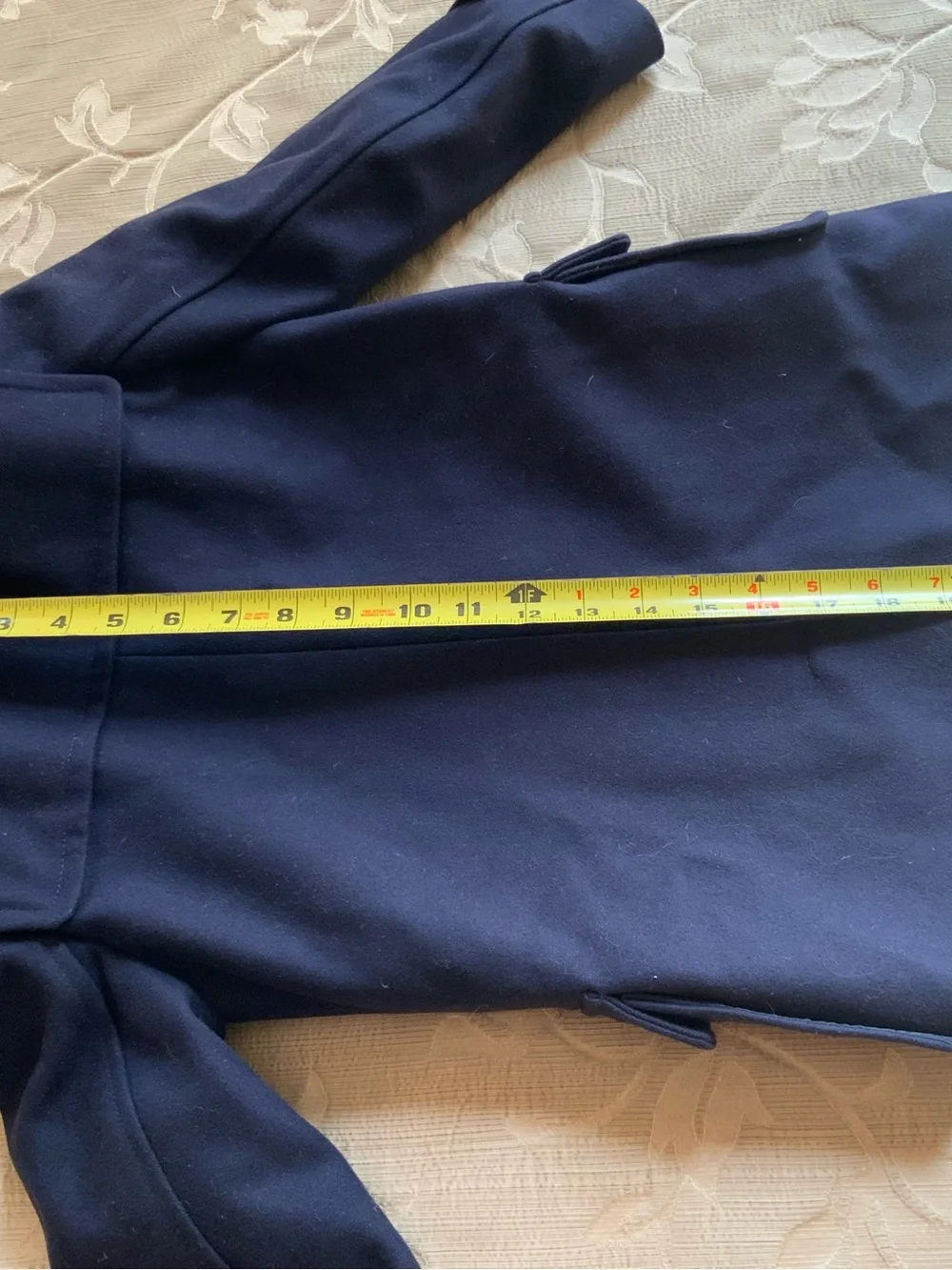 GUCCI Kids Navy Wool Duffle Coat Leather GG Pattern Toggles Hooded Size 5 Italy